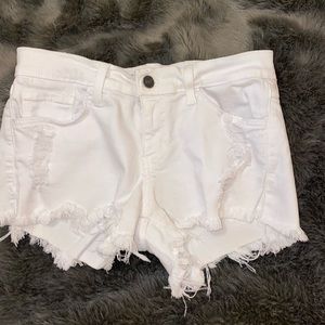 White jean shorts